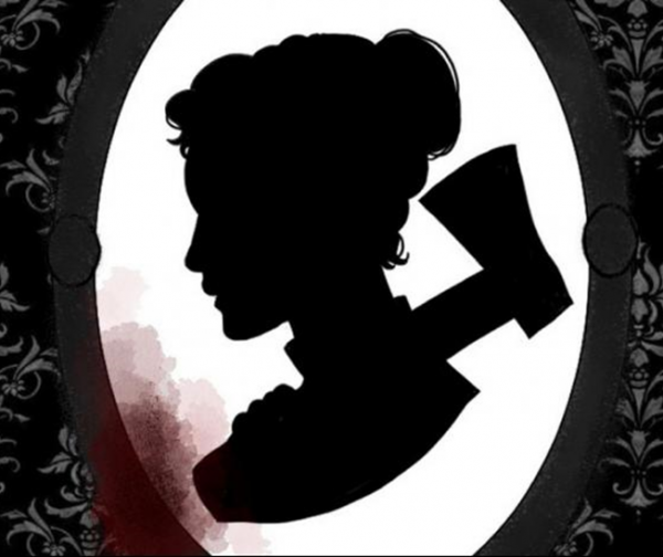 silhouette of woman holding axe